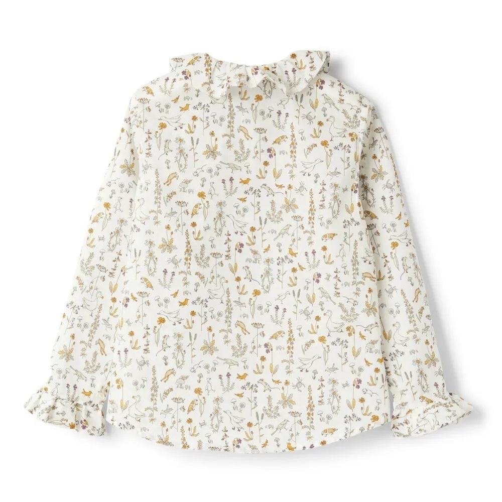 Il Gufo White Floral duck animal Kids Top long sleeve size 4M NWT